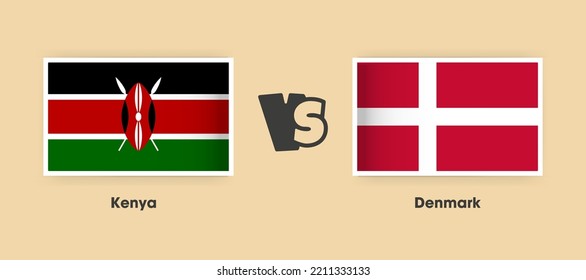 Banderas de Kenia vs Dinamarca colocadas lado a lado. Banderas nacionales creativas y elegantes de Kenia vs Dinamarca con antecedentes