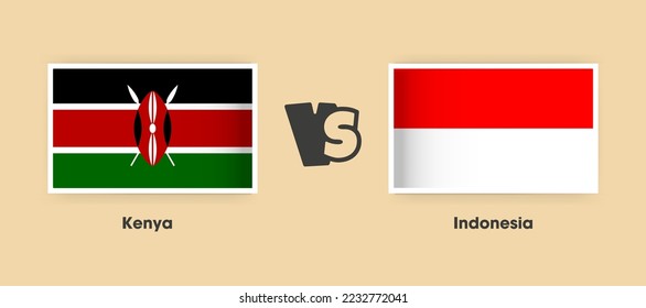 Kenya vs Indonesia flags placed side by side. Creative stylish national flags of Kenya vs Indonesia with background