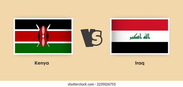 Kenya vs Iraq flags placed side by side. Creative stylish national flags of Kenya vs Iraq with background