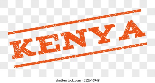 Kenya watermark stamp. Text caption between parallel lines with grunge design style. Rubber seal stamp with scratched texture. Vector orange color ink imprint on a chess transparent background.