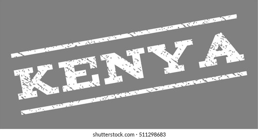 Kenya watermark stamp. Text tag between parallel lines with grunge design style. Rubber seal stamp with unclean texture. Vector white color ink imprint on a gray background.