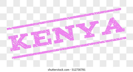 Kenya watermark stamp. Text tag between parallel lines with grunge design style. Rubber seal stamp with unclean texture. Vector violet color ink imprint on a chess transparent background.