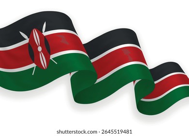 Kenya waving flag with bright colors on clean background