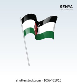 Kenya waving flag isolated on gray background
