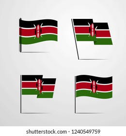 Kenya Waving flag set