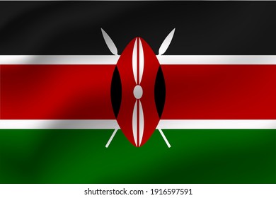 Kenya Waving Flag Vector Editable