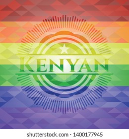 Kenyan emblem on mosaic background with the colors of the LGBT flag