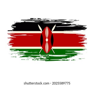 Kenyan flag brush grunge background. Vector illustration.