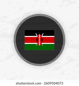 Kenyan Flag in a Circular Emblem Design, Abstract Round Sticker Illustration. This high-quality vector graphic is perfect for use in patriotic designs, international events, sport competitions.