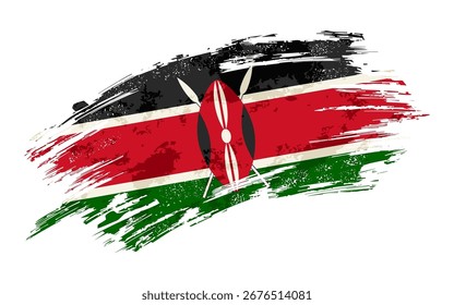 Kenyan flag grunge brushstroke texture background. Vector illustration.