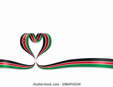 Kenyan flag heart-shaped wavy ribbon. Vector illustration.