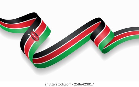 Kenyan flag wavy abstract background. Vector illustration.