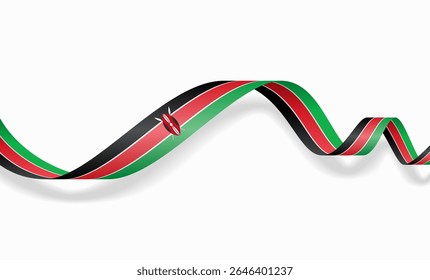 Diseño de fondo abstracto ondulado de bandera keniana. Ilustración vectorial.