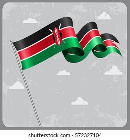 Kenyan Flag Wavy Abstract Background. Vector Illustration.