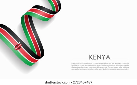 Cinta ondulada de la bandera de Kenia, que simboliza el orgullo nacional, ideal para temas de diseño patriótico o cultural. Ilustración vectorial.