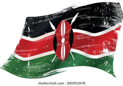 A kenyan flag in the wind with a texture