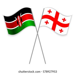 Kenyan and Georgian crossed flags. Kenya combined with Georgia isolated on white. Language learning, international business or travel concept.