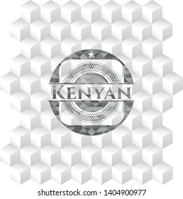 Kenyan grey badge with geometric cube white background