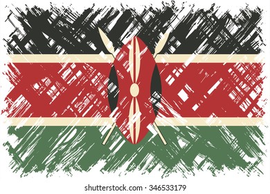 Kenyan grunge flag. Vector illustration. Grunge effect can be cleaned easily.