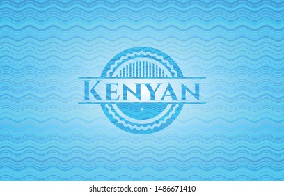 Kenyan light blue water style emblem. Vector Illustration. Detailed.