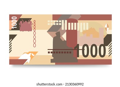 Kenyan Shilling Vector Illustration. Kenya money set bundle banknotes. Paper money 1000 KES. Flat style. Isolated on white background. Simple minimal design.