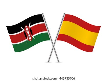 Kenyan and Spanish flags. Vector illustration.