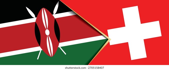 Kenyan and Swiss flags overlapped symbolizing diplomatic ties and aid