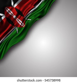 kenyan waving silky flag isolated on gray background, can be used in many topic like national day, kenya independence day and any national and international  events