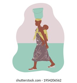 Kenyan Woman With A Bucket Of Fish