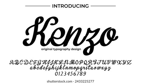 Kenzo Font Stylish brush painted an uppercase vector letters, alphabet, typeface