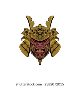 KEPALA SAMURAI DESAIN SETAN KEJAHATAN BUDAYA