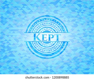 Kept sky blue emblem with mosaic background