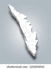 Kerala 3d district map is a state of India