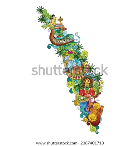 Kerala Artform illustrations for Kerala Season Greetings poster