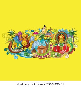 Kerala artforms illustrations for Onam Festival