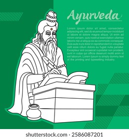 Kerala Ayurvedic Maharshi (Hindu Yogi, deeply know about Ayurveda) vector illustration