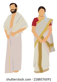 Kerala couple in traditional dress of kerala.