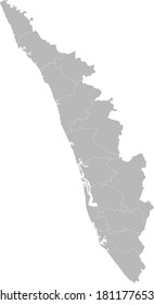 Stadtplan von Kerala. Indischer Staat. Grauer Hintergrund. Ideal für Hintergründe, Hintergrund, Banner, Aufkleber, Label, Poster, Diagramm und Wallpaper.