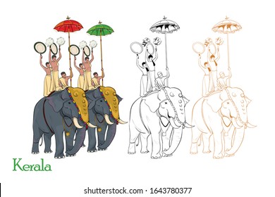 Kerala Elephant Festival Vector Drawing