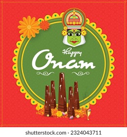 Kerala festival Happy Onam background with festival elements - Onathappan Idol 