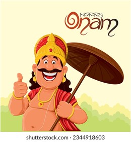 Kerala festival happy onam greetings background. maveli vector illustration design.