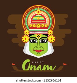 Kerala festival - Happy Onam Kathakali illustration 