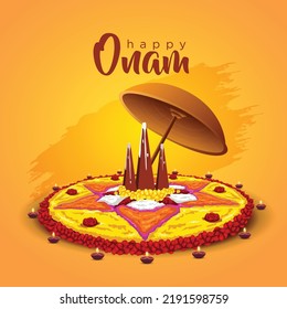 Kerala festival happy onam with Rangoli, use for poster, leaflet , banner 