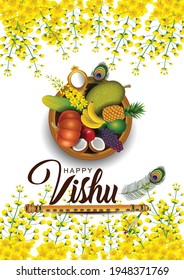 kerala festival happy vishu greetings. vector illustration design