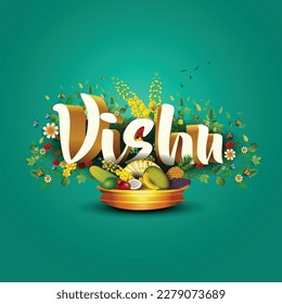 Kerala festival happy vishu greetings. abstract vector illustration design.