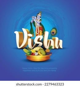 Kerala festival happy vishu greetings. abstract vector illustration design.