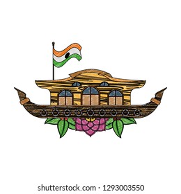 Kerala houseboat isolated scribble