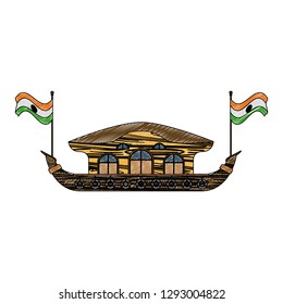 Kerala houseboat isolated scribble