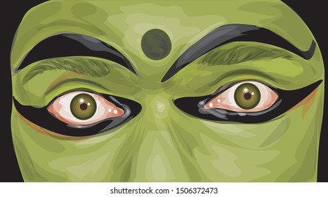 Kerala Kathakali Face Illustration Vector