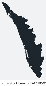 Kerala map. Just a simple border map. Shape of the state. Flat blank Kerala outline. Vector boundary illustration.